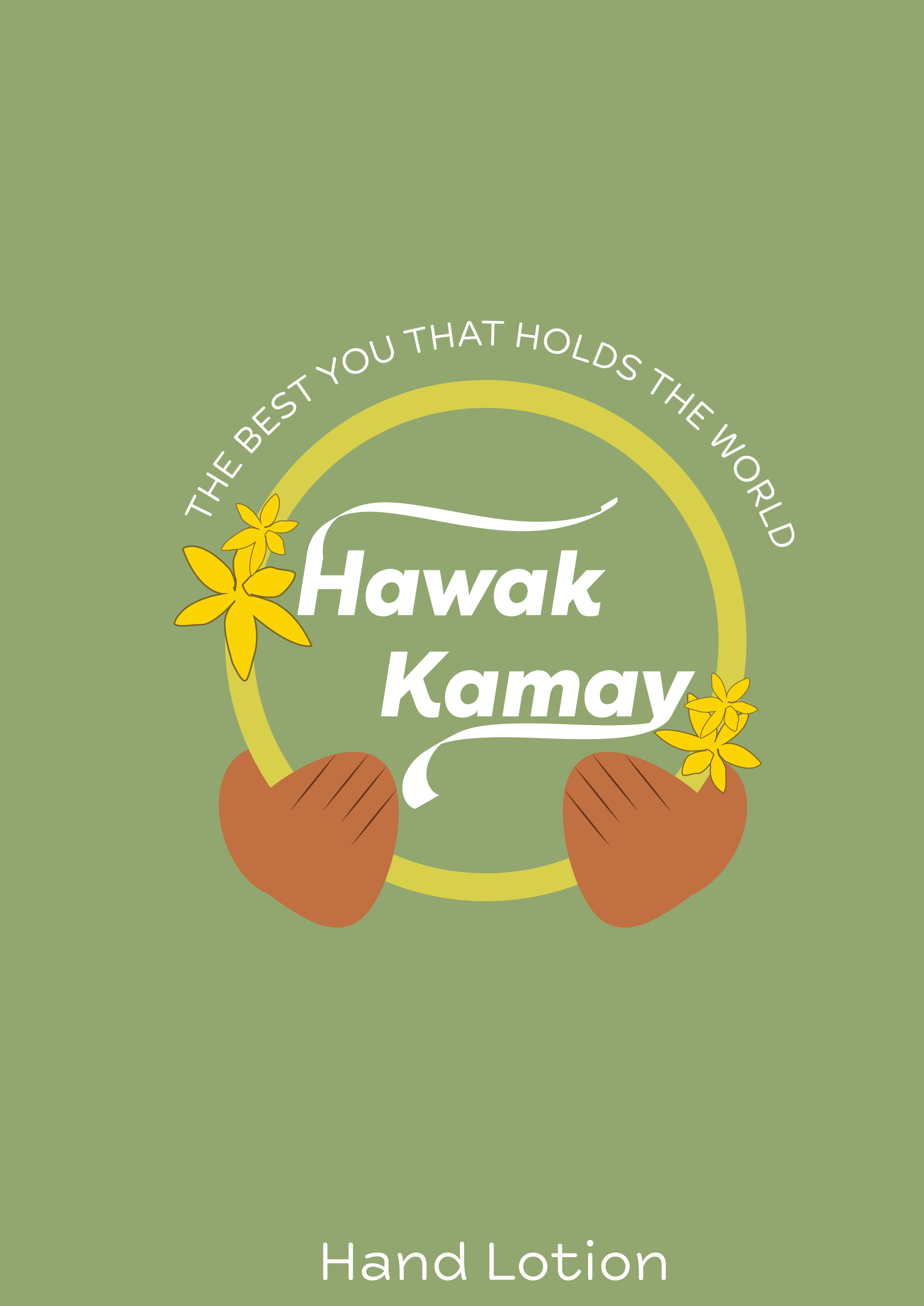 Logo for Hawak Kamay with two hands holding the logo with flowers